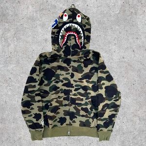 A Bathing Ape Green Shark WGM Camo BAPE Hoodie